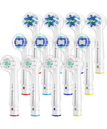 Aoremon Toothbrush Heads Compatible with Oral B Braun Electric Toothbrush Precision Clean Cross Action Pro GumCare 7000 1000 3000 5000 9600, 12 Pack