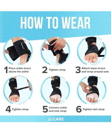 JJ CARE AFO Foot Drop Brace - Unisex Adjustable Ankle Brace for Improved Walking Gait and Achilles Tendon Pain Relief - Black - Buy Online on GoSupps.com