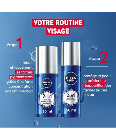 NIVEA MEN LUMINOUS630 2-in-1 Power Serum anti-aging & anti-spots (1 x 30 ml) Hydrating facial serum enriched with hyaluronic acid Men's care for all skin types - Buy Online on GoSupps.com