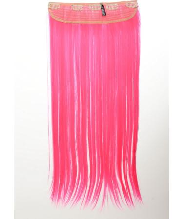 WIG ME UP - YZF-3177-TF2315 Hairpiece Halfwig (half wig) 5 Microclip Clip-In Extension wide full back of head long straight extreme bright neon colours pink 23inch - Buy Online on GoSupps.com
