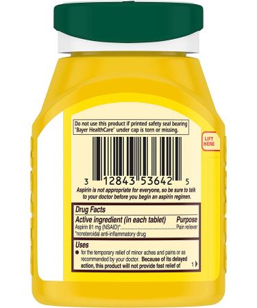 Bayer 81mg Aspirin: #1 Doctor Recommended Pain Reliever - 300 Count - Buy Online on GoSupps.com