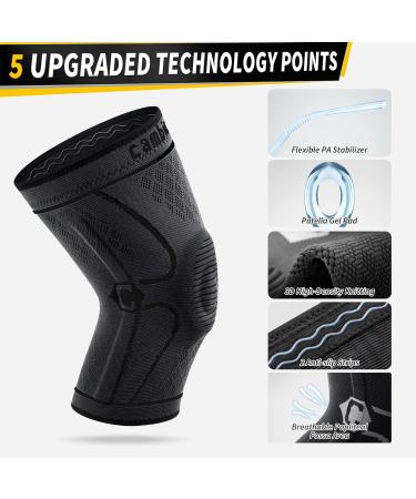 CAMBIVO Knee Braces 2 Pack - Knee Compression Sleeves with Side Stabilizers & Patella Gel Pad - Medium STSBlack - Buy Online on GoSupps.com