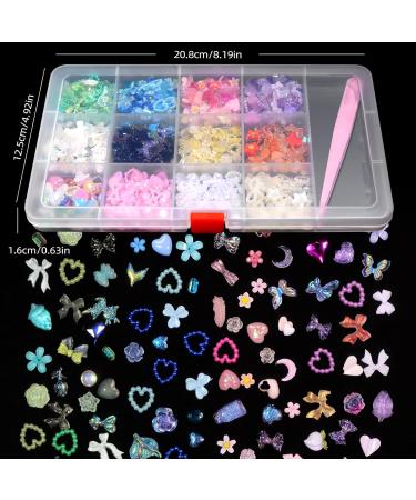 Shop 3D Mix Assorted Color Nail Charms - Cute Acrylic Heart Flower Butterfly & Bowknot Designs for DIY Nail Art & Crafts - Buy Online on GoSupps.com