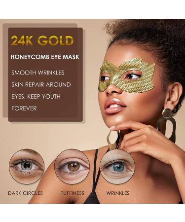24k Gold Eye Masks - Under Eye Patches for Dark Circles and Puffiness - Honeycomb Eye Treatment Mask - Skincare for Adults Women Men Kids - 8 PCS - Buy Online on GoSupps.com