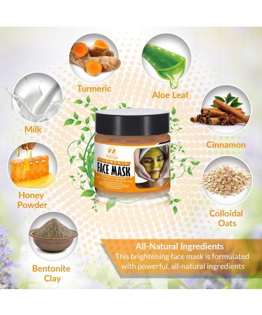 Natrulo Turmeric Face Mask - All-Natural Skin Brightening & Detox Clay Mask for Acne Treatment - Boosts Circulation & Removes Toxins - Shop Internationally - Buy Online on GoSupps.com