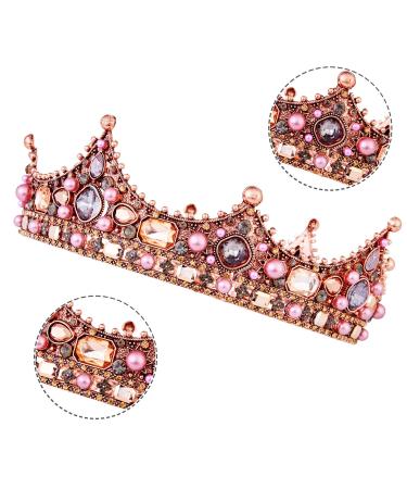 Vofler Rose Gold Crown Tiara for Women - Birthday Princess Queen Hair Decor with Crystal Rhinestone Pink Pearls - Ideal for Bridal, Quinceanera, Wedding, Pageant & Costume Parties - Buy Online on GoSupps.com