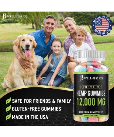 JB Wellness Co 2-Pack Hemp Gummies Premium 12 000 Inflammation Vitamins & Omega 3 6 9 Made in The USA (120 Count) 2-Pack  - Buy Online on GoSupps.com