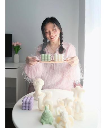 Bubble Candle Value Set - Premium Natural Wax Aromatherapy Gift for Her | Home Fragrance Decorative Candle Set in Beige (Vanilla) & Pink (Rose - Buy Online on GoSupps.com