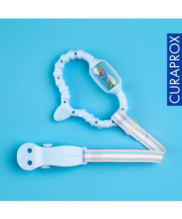 Curaprox Blue Baby Bite Ring with Rattle & Learning Toothbrush - BPA-Free - 1 Piece - Buy Online on GoSupps.com
