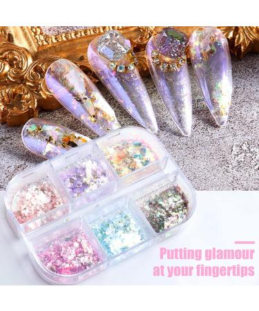 Holographic Mermaid Nail Art Glitter Sequins - 50g Irregular Aurora Opal Flakes for Nail Decoration - Buy Online on GoSupps.com
