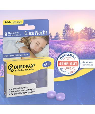 Ohropax Good Night Earplugs - Soft Silicone Noise Protection for Sleep - Individually Formable & Reusable - 8 Pieces - Buy Online on GoSupps.com