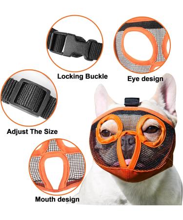 Jyhy Adjustable Muzzle for Flat-Nosed Dogs & Cats | Breathable Design for Bulldogs Pugs & More - Orange (28-43cm) - Buy Online on GoSupps.com
