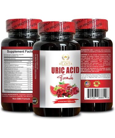 URIC Acid Formula - Natural Kidney Herbal Supplements for Uric Acid Control & Flush - 60 Capsules - Buy Online on GoSupps.com