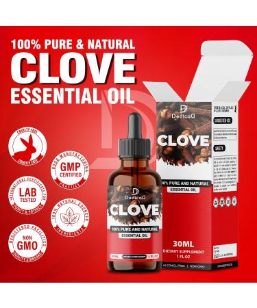 DEDICAD - 1 FL Oz - 30ml - Clove Essential Oil Supplement for Toothache, Oral Care, Skin & Hair Clove Oil Organic - Buy Online on GoSupps.com