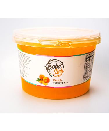 Boba Lish Popping Boba Pearls for Bubble Tea - 2.1kg | Peach | Bursting Pearls Bubble | Real Fruit Juice For Dessert Smoothie | 100% Vegan & Glutenfree No Artificial Colours
