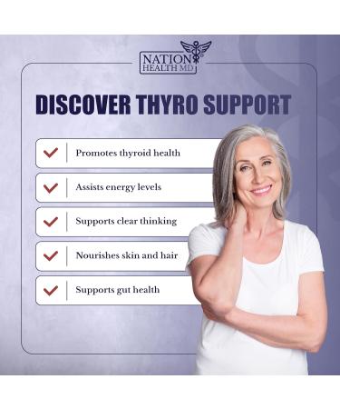 NATION HEALTH MD Thyro Support - Thyroid Supplement with Selenium, Bladderwrack & Zinc - Thyroid Health for Women & Men - Vegan, Non GMO, Gluten Free - 120 Capsules - Buy Online on GoSupps.com