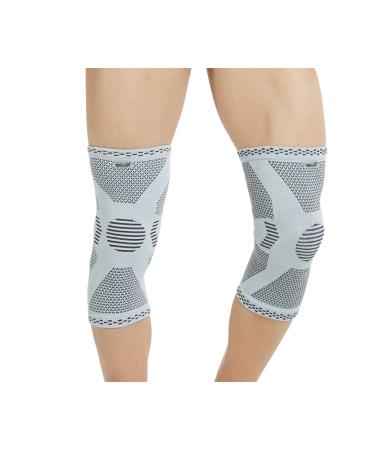 Neotech Care Bamboo Fiber Knee Support - Lightweight Elastic Comfortable & Breathable Fabric - Sleeve Brace for Men Women Youth - Right or Left - Grey (Size S 1 Pair) S 2