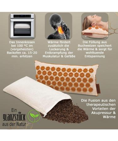 Glossy Berlin Health Collection: XL Akupressurmatte Set - Original Linen Massage Mat with Pillow (Heat Function) for Tension Relief & Back Pain - Sustainable & Portable - Buy Online on GoSupps.com