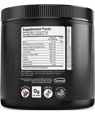 Vitamin Bounty GX7 Sugar-Free Pre Workout Powder - Keto Energy Supplement with Beta-Alanine & Caffeine - Watermelon Flavor - 20 Servings - Buy Online on GoSupps.com