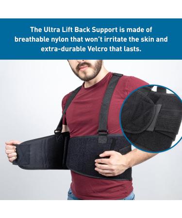 Body Sport Ultra Lift Back Support - Heavy-Duty Adjustable Lumbar Posture Brace for 32-44 Waist - Support Belt with Suspenders in Black | International Shipping - Buy Online on GoSupps.com