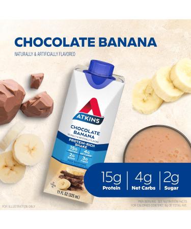Atkins Vanilla Cream Meal Size Protein Shake 23g Protein & Chocolate Banana Protein Shake 15g Protein Low Glycemic 4g Net Carb 2g Sugar Keto Friendly 12 Count - Buy Online on GoSupps.com