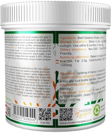 Beef Gelatine Powder 240 Bloom Unflavoured 500g - Gluten Free, Non-GMO, Halal - Stabiliser, Gelling Agent - Instant & Recyclable Pot - Pack of 1 - Buy Online on GoSupps.com