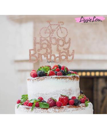 LissieLou Bicycle Style Happy Birthday Cake Topper Decoration in Rose Gold Made in the UK - Buy Online on GoSupps.com