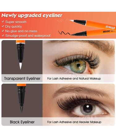 10 Pairs Natural Look Fake Eyelashes with Upgraded Magic Eyeliner Kit - No Magnets, No Glue, Reusable False Lashes in Black - Buy Online on GoSupps.com