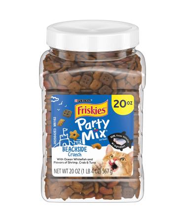 Purina Friskies Party Mix Adult Cat Treats Extra Large Pouches Beachside Crunch 20 oz. Canister