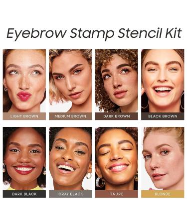 Eyebrow Stamp Stencil Kit - Beginner-Friendly 1 Step Brow Stencil & Stamp Set | Long-Lasting, Smudge-Proof & Waterproof | 24 Reusable Shapes | Dark Black - Buy Online on GoSupps.com