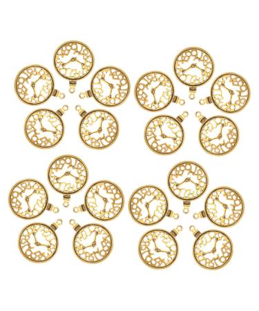 60 Pcs Clock Accessories Clocks Jewlery Charm Bracelets DIY Pendant Charms Supplies Bell Shaped 3.6X2.8cm Golden
