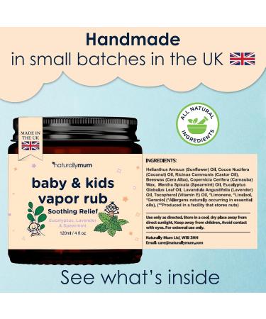 NaturallyMum Baby & Kids Vapor Rub Natural Chest Rub for Congestion Relief & Calmer Sleep Spearmint Eucalyptus & Lavender Menthol Free Safe for Babies 6m+ Made in UK - Buy Online on GoSupps.com