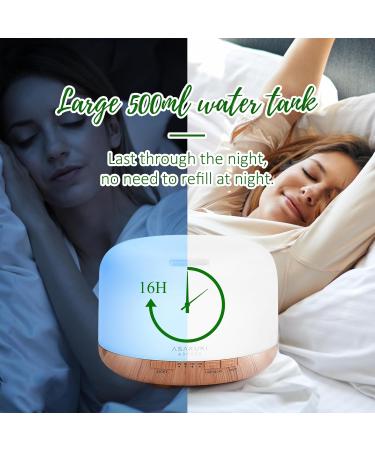 Asakuki 500ml Aroma Diffuser with 6 Essential Oils | Humidifier Timer Auto Shut-off & 7 LED Colors - Enhance Your Home with Fragrance - Buy Online on GoSupps.com