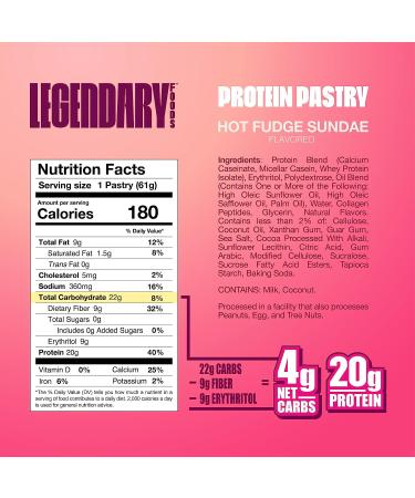 Legendary Foods Hot Fudge Tasty Pastry Protein Bar | Low Carb, Keto Friendly, Gluten Free | High Protein Snacks | No Sugar Added | On-The-Go Breakfast - 8 Pack - Buy Online on GoSupps.com