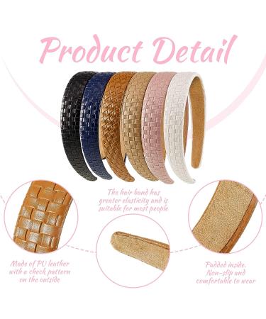 MTLEE 6-Piece Wide Knotted Leather Headbands for Women - Padded Checked Headbands in Black, Brown, Blue, White, Pink, Coffee - Buy Online on GoSupps.com