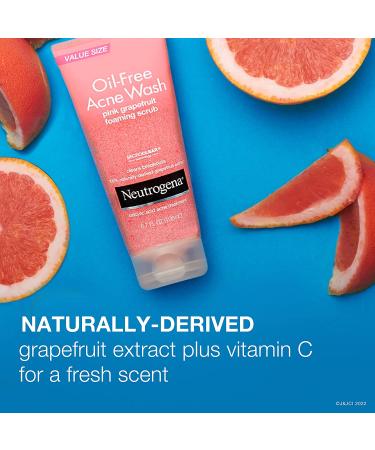 Neutrogena Oil-Free Pink Grapefruit Acne Treatment Face Wash with Vitamin C & 2% Salicylic Acid - Pack of 3 - 6.7 Fl Oz - Buy Online on GoSupps.com