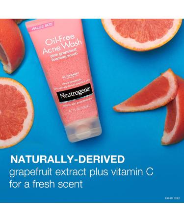 Neutrogena Pink Grapefruit Acne Face Wash with Salicylic Acid 2% - Pack of 3 | Gentle Foaming Scrub with Vitamin C | 6.7 Fl Oz - Buy Online on GoSupps.com