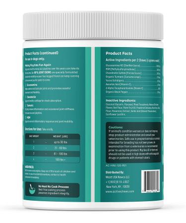 Glucosamine for Dogs Soft Chews 120 ct - Hip and Joint Supplement with Chondroitin, Turmeric, MSM - Vitamin E for Small, Large Breed & Senior Dogs - Mobility Support - 120 Count - Buy Online on GoSupps.com