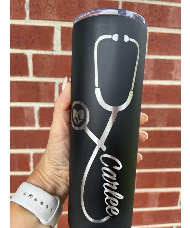 Personalized Nurse Tumbler - Unique Gifts for RN Doctor Nursing Student | Laser Engraved Stethoscope & Heartbeat Design - Buy Online on GoSupps.com