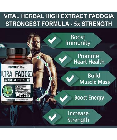 Ultra Fadogia Agrestis 10:1 Extract with Tongkat Ali Capsules - Maximum Strength Energy and Muscle Booster - 9570mg Equivalent - with Ginseng, Maca Root, Tribulus - 90 Count - Buy Online on GoSupps.com