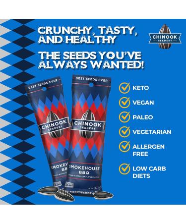 Chinook Seedery Roasted Jumbo Sunflower Seeds - Keto Snacks - Best For Snack Packs - Gluten Free  Non GMO Snack Food Gifts - 1.5 ounce (Pack of 36) - Smokehouse BBQ Flavor - Buy Online on GoSupps.com