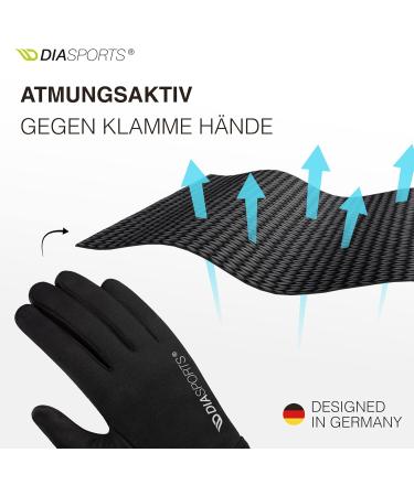 Diasports Touchscreen Running Gloves for Men & Women - Anti-Slip Bicycle Winter Gloves | Thin Thermal Sport Gloves in Black - Buy Online on GoSupps.com
