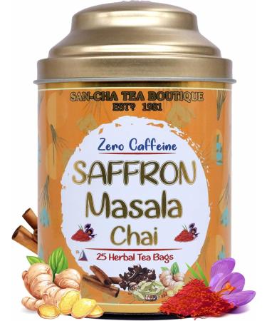 Sancha Tea Boutique Chai safran Masala Chai Chai sans caf ine m lange de tisanes pures 25 sachets de th pyramide Chai Masala th Kesar Kesar Chai th au safran safran masala chai sans caf ine 1 Count (Pack of 1) - Buy Online on GoSupps.com