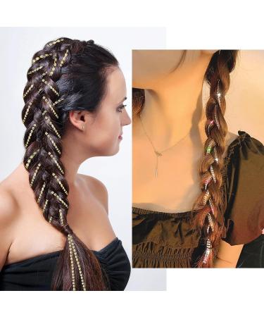 Sparkle Hair Chains - Rhinestone Clips for Braiding - Silver & Gold Extensions - 4 Count - Buy Online on GoSupps.com