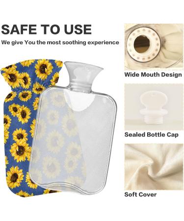 Shop Sunflower Denim 2L Hot Water Bottle with Lid - Pain Relief & Winter Warmth for Hands & Feet - Buy Online on GoSupps.com