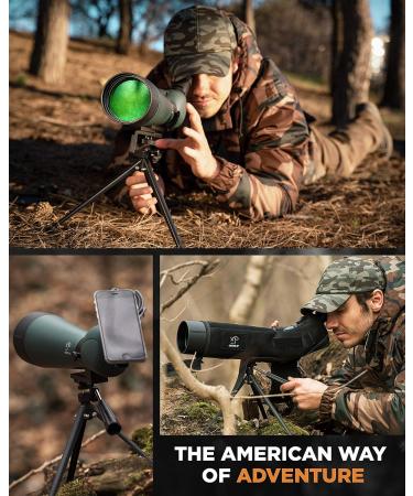 CREATIVE XP 20-60x80mm Waterproof Spotting Scope for Hunting, Target Shooting & Bird Watching - Includes Tripod & Phone Adapter - Green HD Optics - Buy Online on GoSupps.com