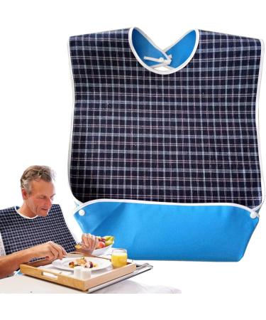 Adult Bibs - Feeding Bib Reusable with Crumb Catcher Stylish and Comfortable Adult Bibs for Women for Nursing Home Care Rowces Blue - Buy Online on GoSupps.com