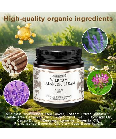 Organic Wild Yam Cream for Hormone Balance | Natural Lavender Scent | PMS & Menopause Relief | 2oz - All Skin Types - Buy Online on GoSupps.com