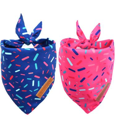 Realeaf Dog Birthday Bandanas 2 Pack Dog Birthday Party Supplies Blue and Pink Bandana Triangle Reversible Pet Scarf for Boy and Girl Premium Durable Fabric Multiple Sizes Offered (Large) Birthday Large