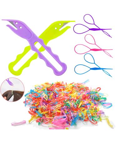 1520Pcs Mini Color Elastic Hair Rubber Bands  2Pcs Hair Elastic Bands Remover  Hair Tie cutter  3Pcs Topsy Tail Tools for Toddlers Girls Women(Hair Rubber Bands Have 520 Large Loops and 1000 Small Loops) 1528 Piece Set